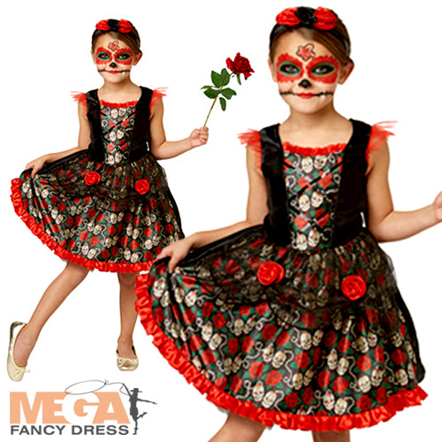 Day of the Dead Red Rose Celebration Kids Costume