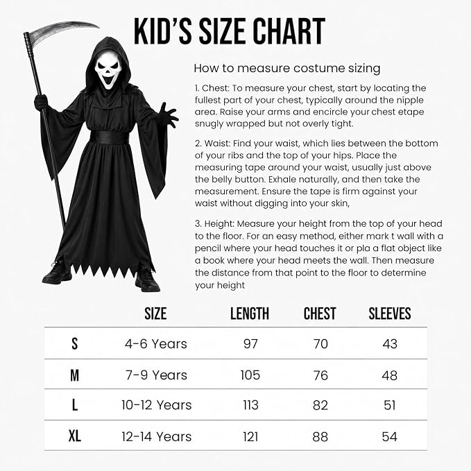 Boys Howling Reaper Halloween Fancy Dress Costume