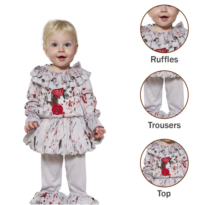 Toddler Pennywise Bad Clown Halloween Fancy Dress Costume