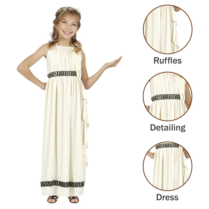 Girls Roman Toga Kids Fancy Dress Costume