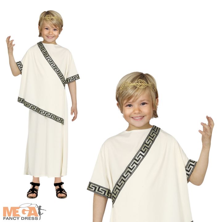 Boys Roman Toga Kids Fancy Dress Costume