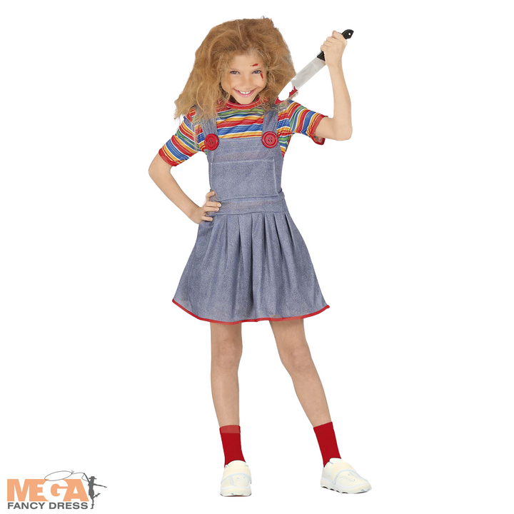 Girls Chucky Killer Doll Halloween Fancy Dress Costume