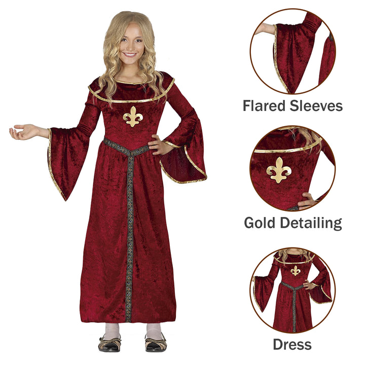 Girls Medieval Princess Book Day Fancy Dress Costume