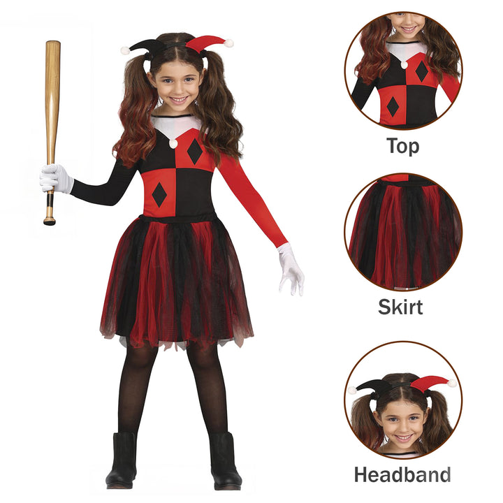 Girls Harley Quinn Joker Fancy Dress Costume