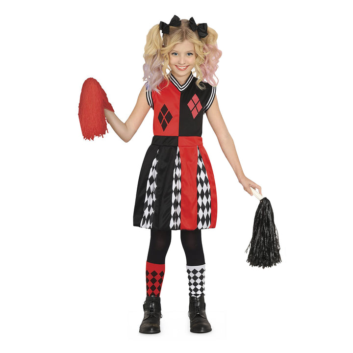 Girls Harley Quinn Cheerleader Fancy Dress Costume