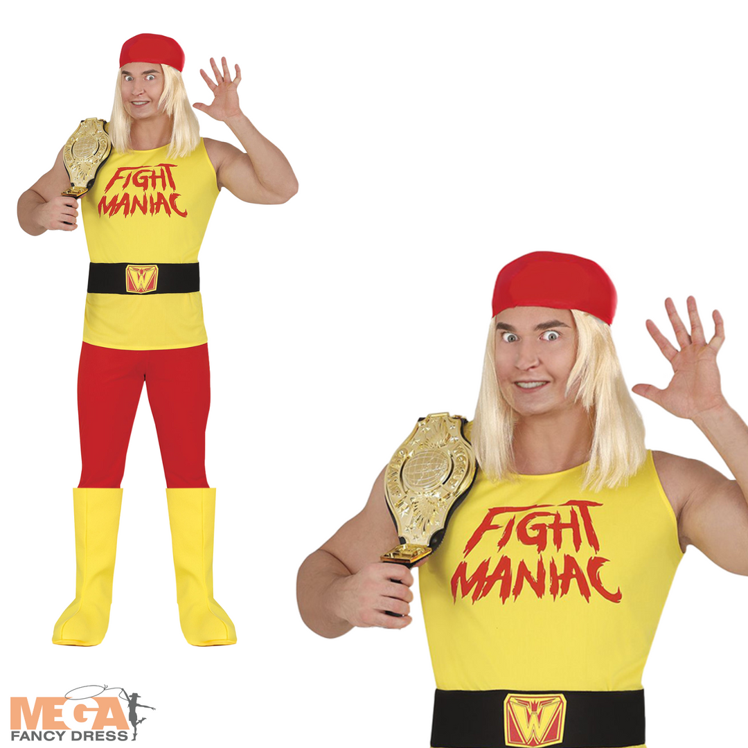 Adult Wrestler Hulkamania Inspired Mens Costume