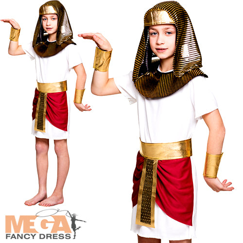 Boys Pharaoh Tutankhamun Fancy Dress Egyptian Emperor Costume