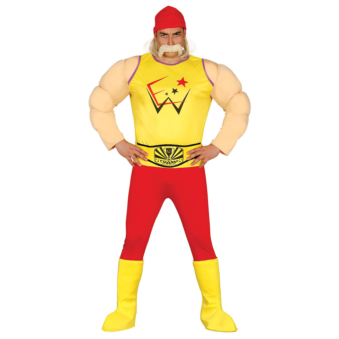 Adult Wrestler Hulkamania Inspired Mens Costume