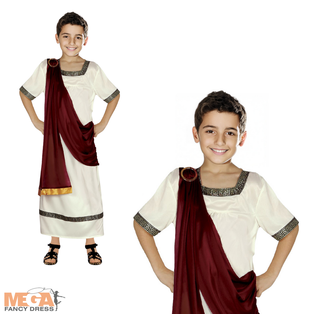 Boys Roman Caesar Emperor King Greek Toga Fancy Dress