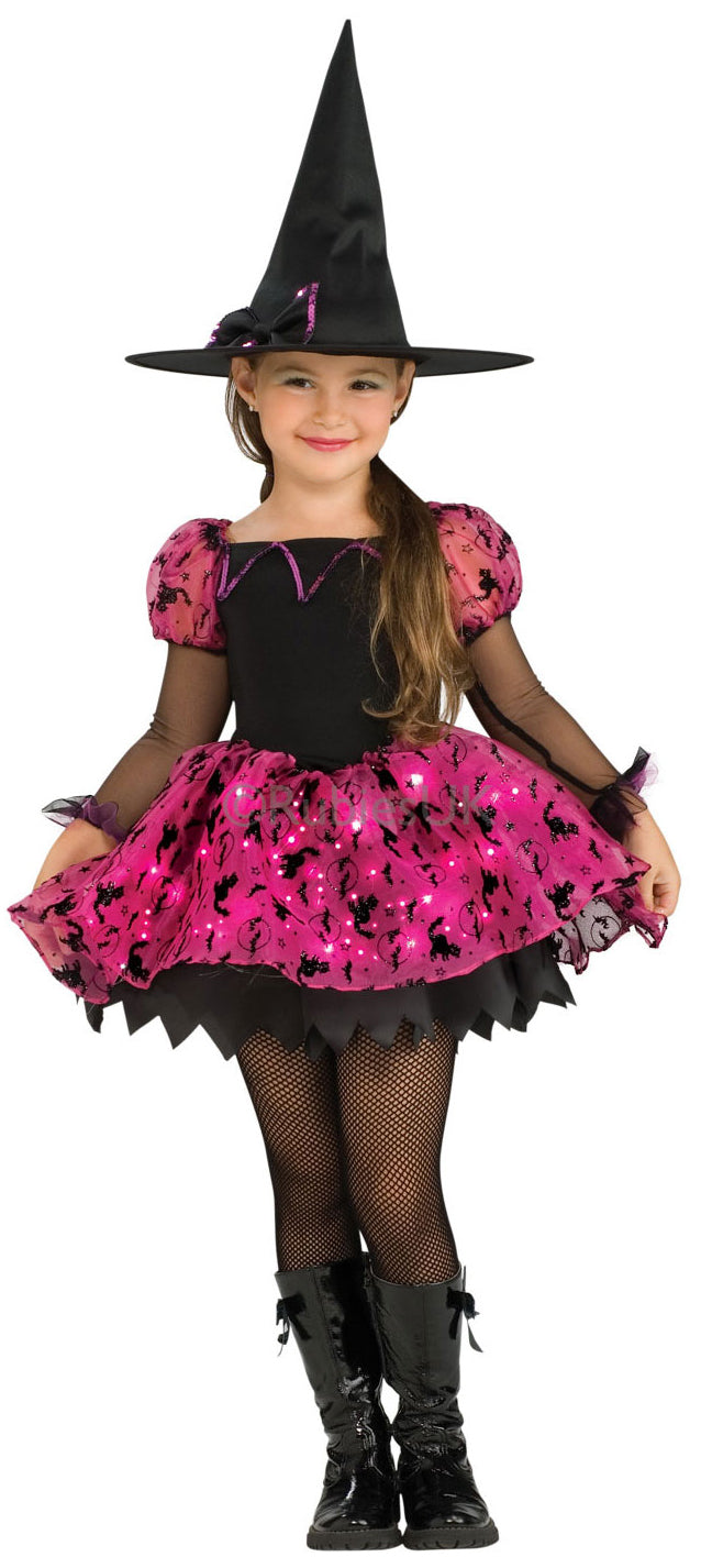 Girls Wicked Witches Spooky Halloween Witch Costume + Hat