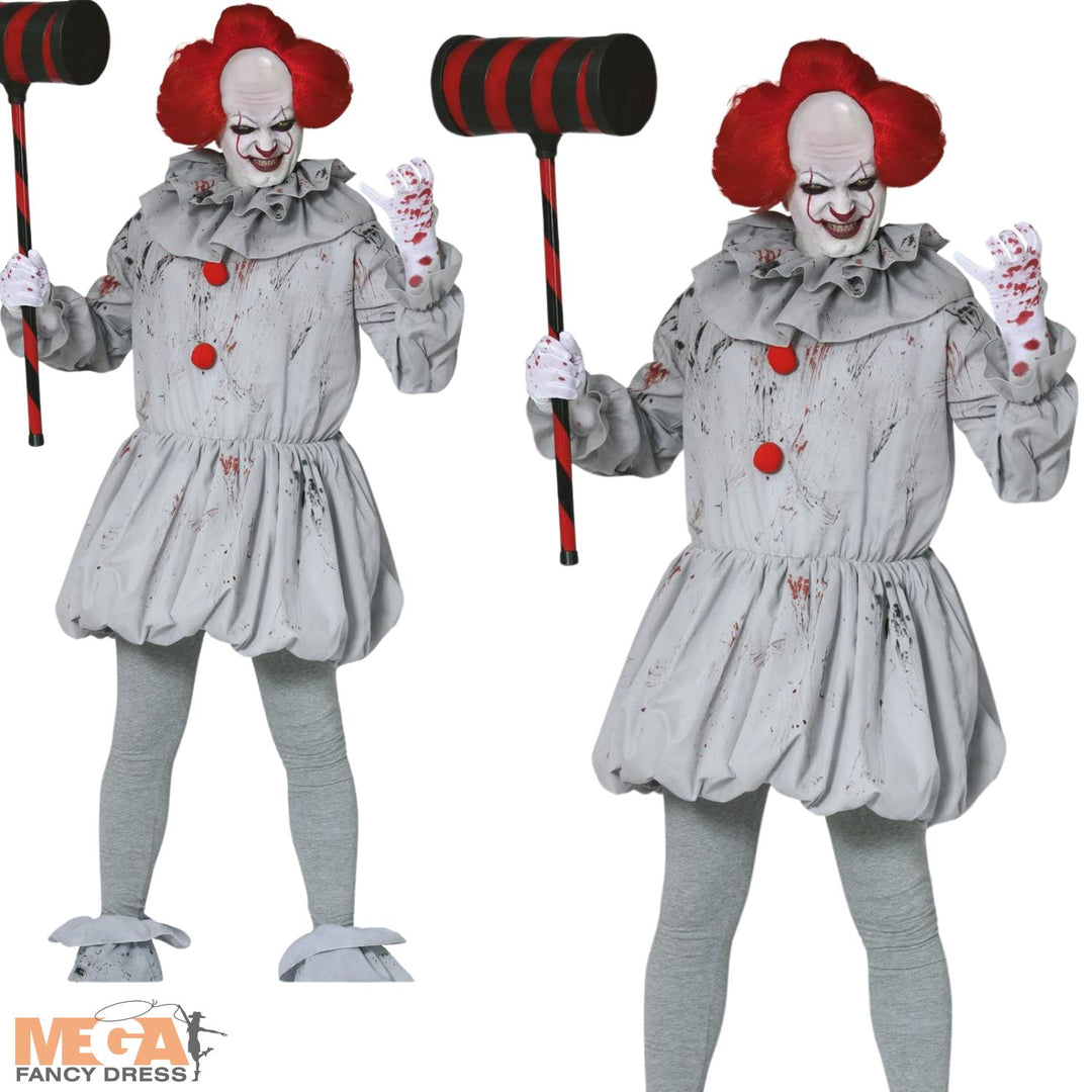 Mens Pennywise Inspired Halloween Fancy Dress Costume