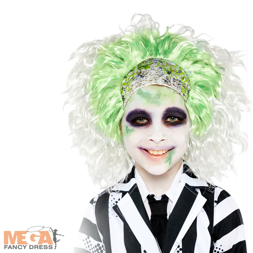 Boys Kids Beetlejuice Halloween Wig Fancy Dress Costume Accessory