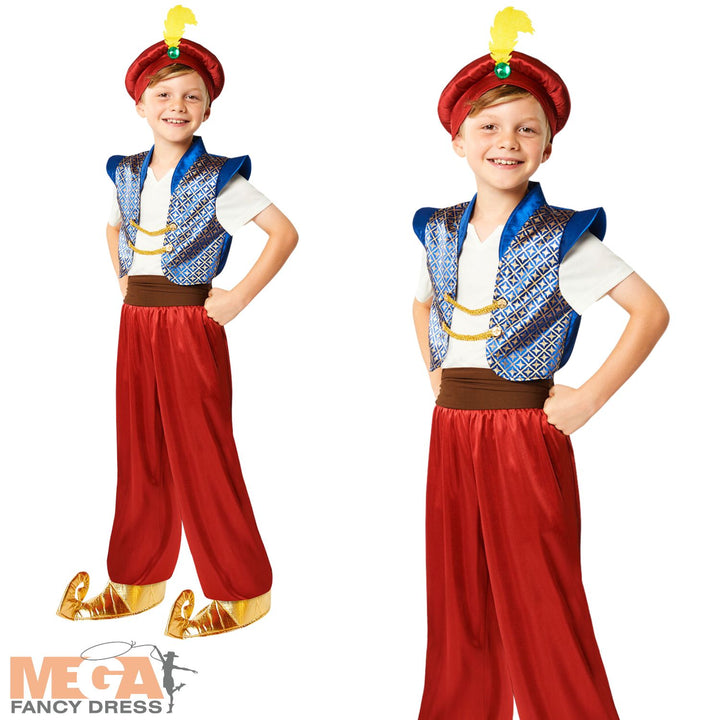 Boys Aladdin Arabian Prince Fancy Dress Costume