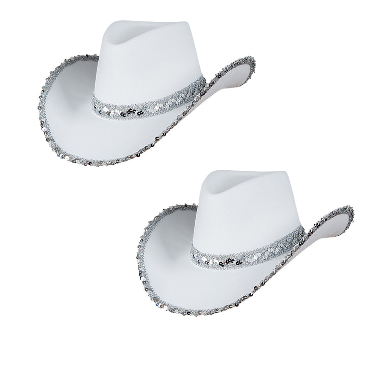 2 Texan Cowgirl Hat - White with Sequins