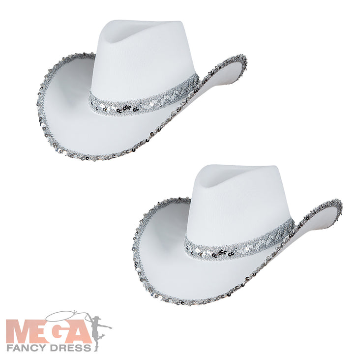 2 Texan Cowgirl Hat - White with Sequins