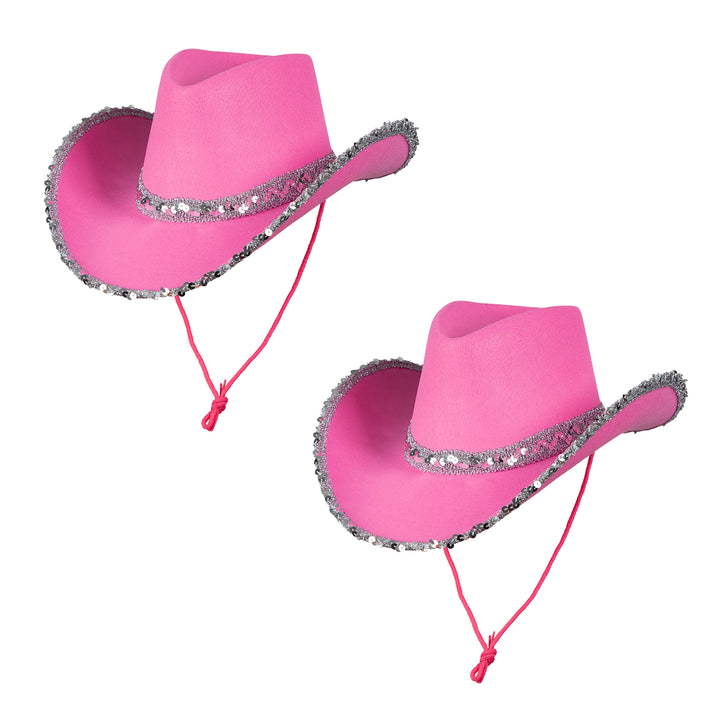 2 x Hot Pink Texas Cowboy Hats