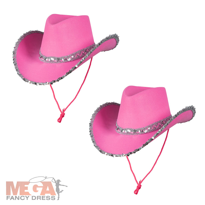 2 x Hot Pink Texas Cowboy Hats