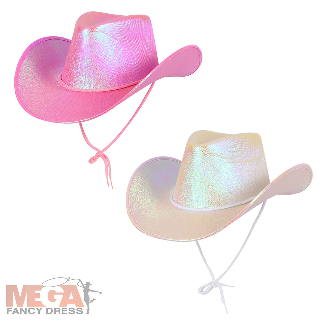 Pink & White Iridescent Cowboy Hats