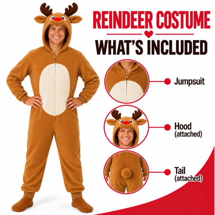 Adutls Merry Reindeer Christmas Fancy Dress Costume