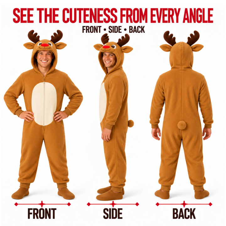 Adutls Merry Reindeer Christmas Fancy Dress Costume