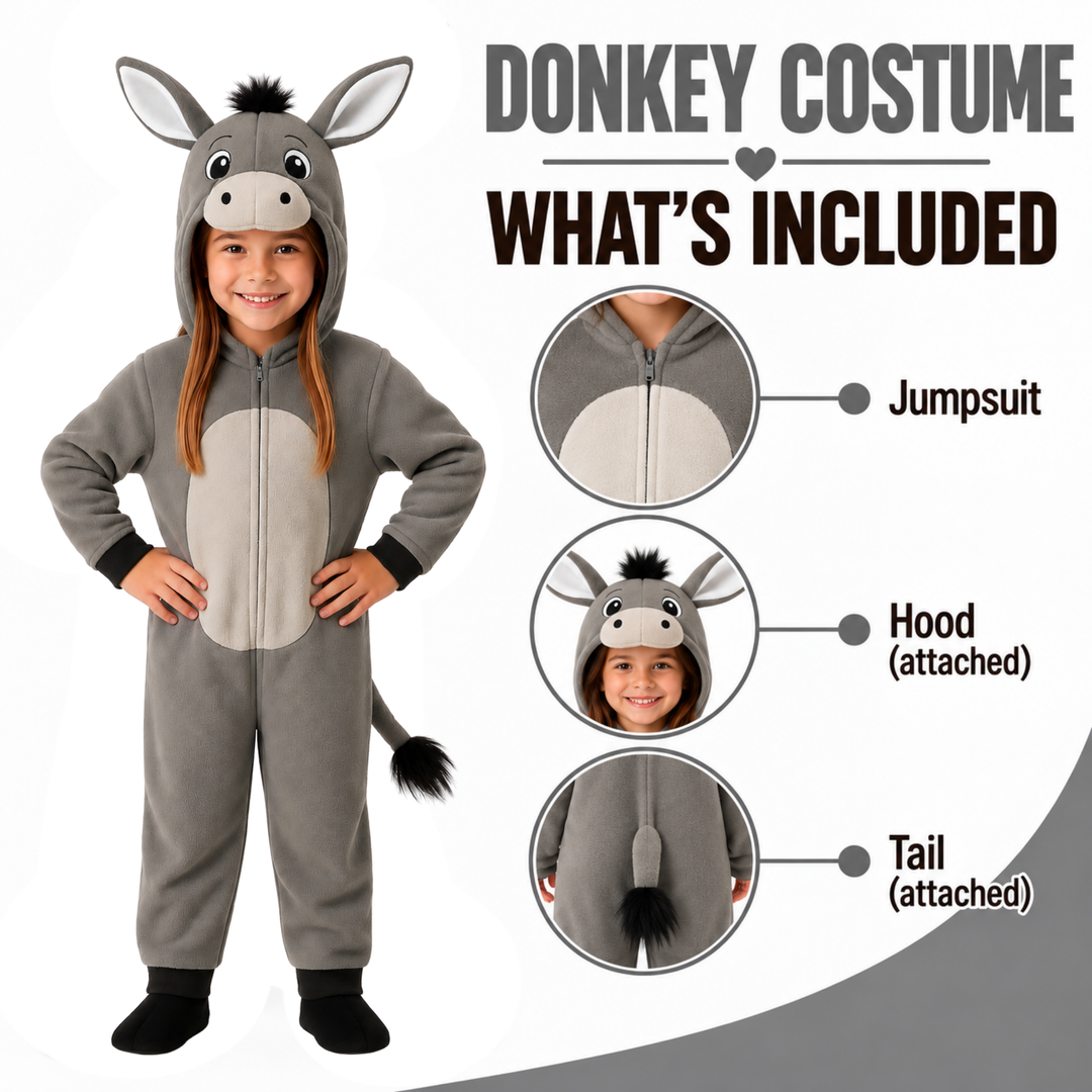 Kids Donkey Christmas Nativity Animal Costume