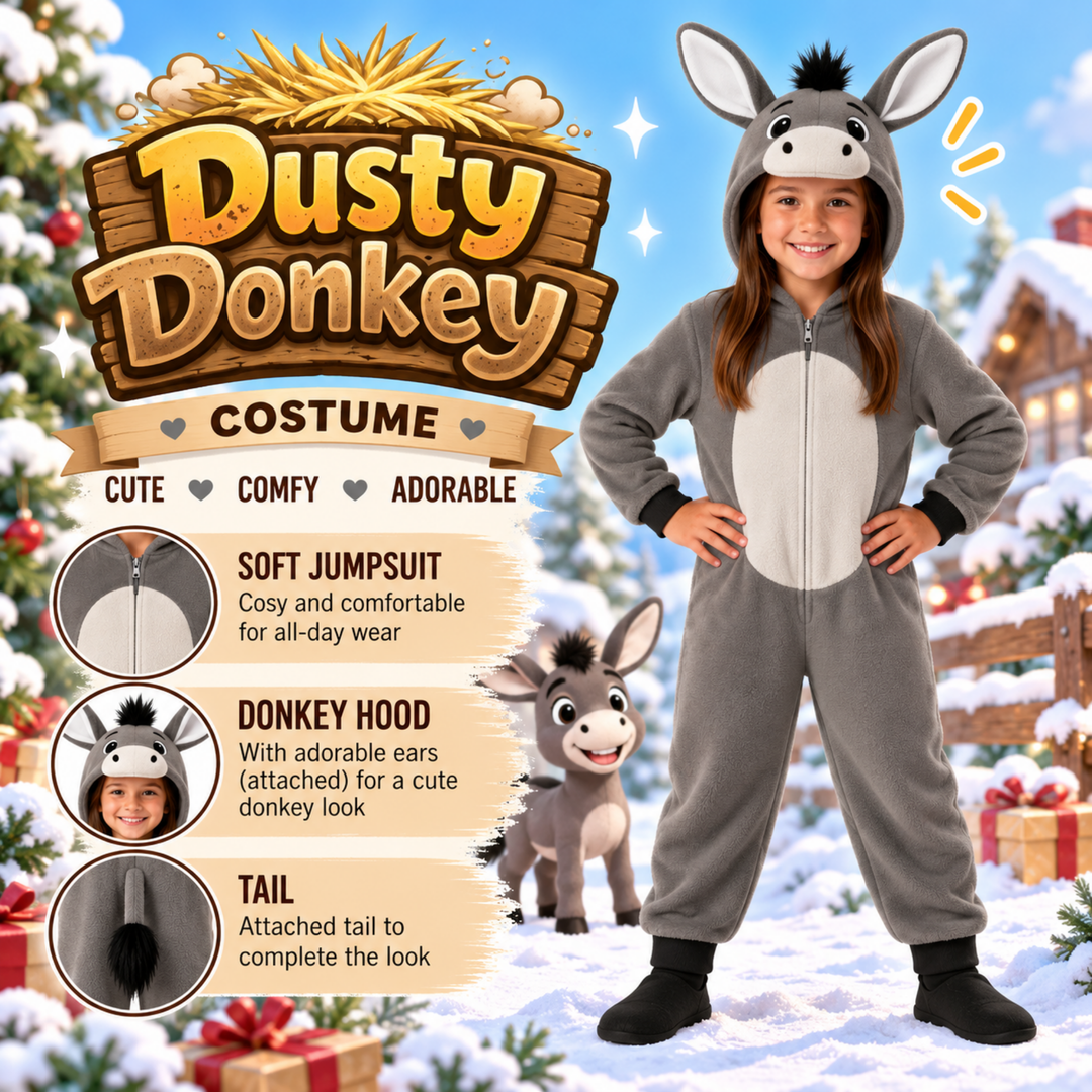Kids Donkey Christmas Nativity Animal Costume