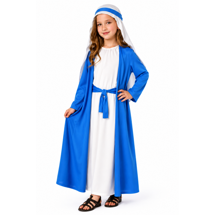 Girls Mary Christmas Nativity Kids Fancy Dress Costume