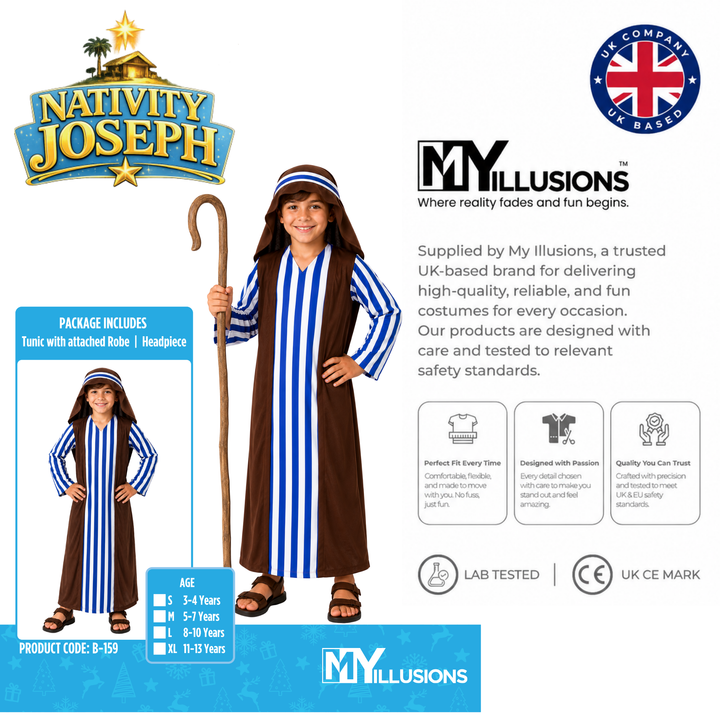 Boys Joseph Kids Nativity Fancy Dress Costume