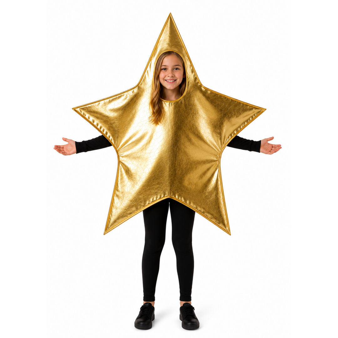 Kids Gold Star Nativity Fancy Dress Christmas Costume (5-9 Years)