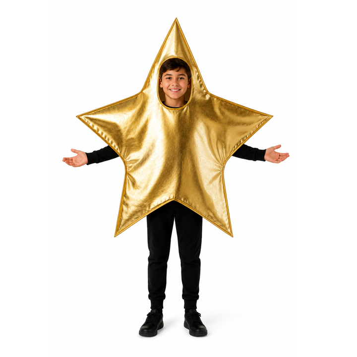 Kids Gold Star Nativity Fancy Dress Christmas Costume (5-9 Years)