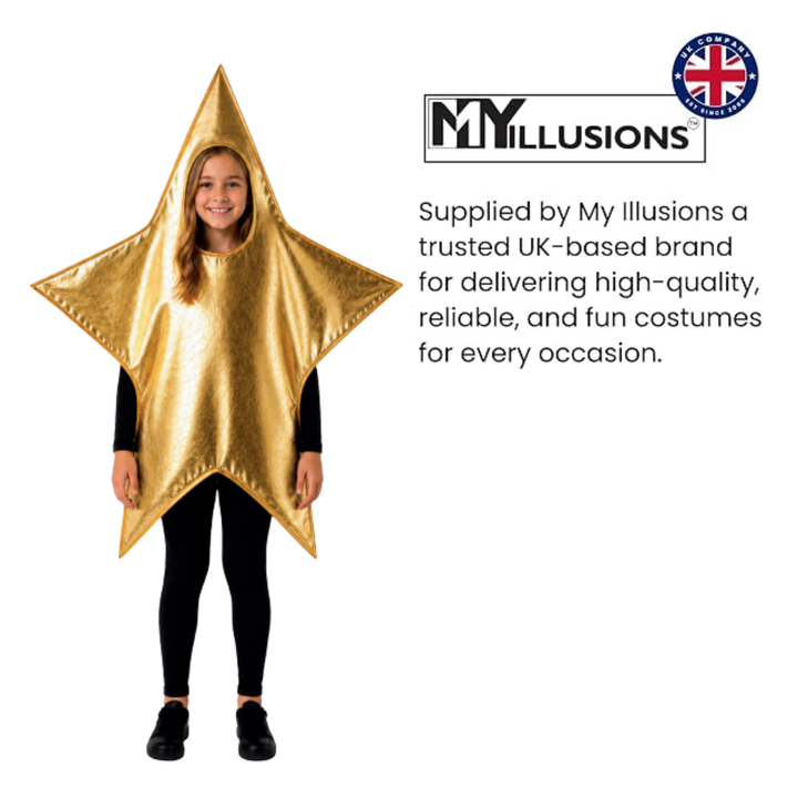 Kids Gold Star Nativity Fancy Dress Christmas Costume (5-9 Years)