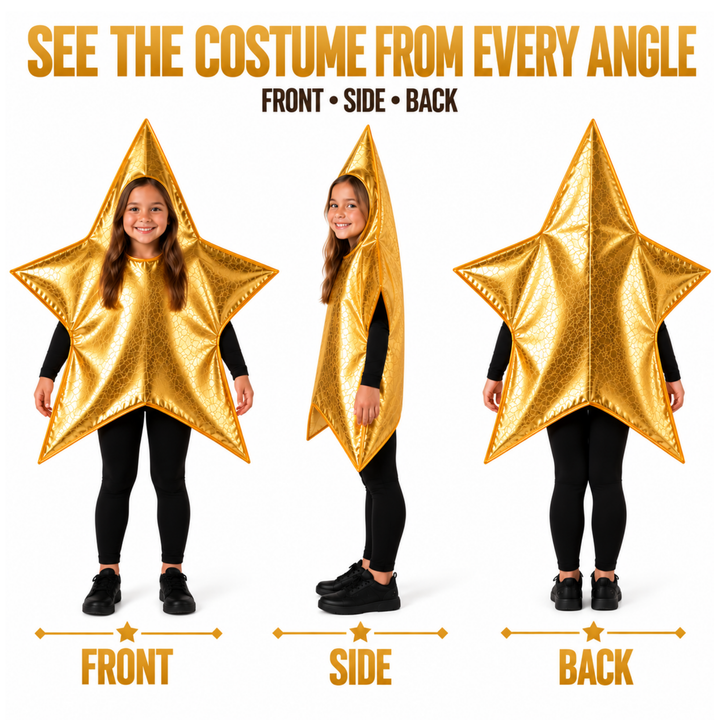 Kids Gold Star Nativity Fancy Dress Christmas Costume (5-9 Years)