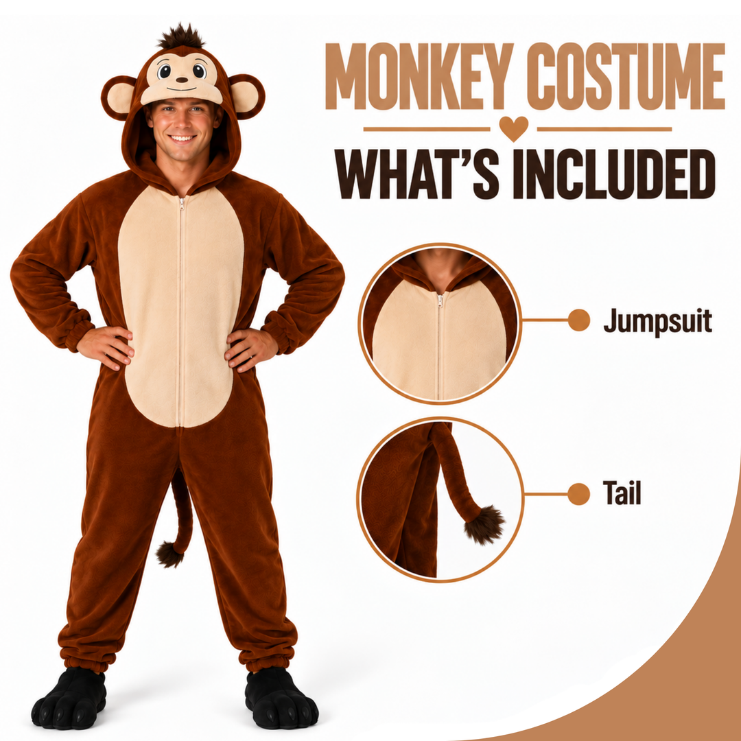 Adults Monkey Funny Halloween Unisex Costume for Men and Women
