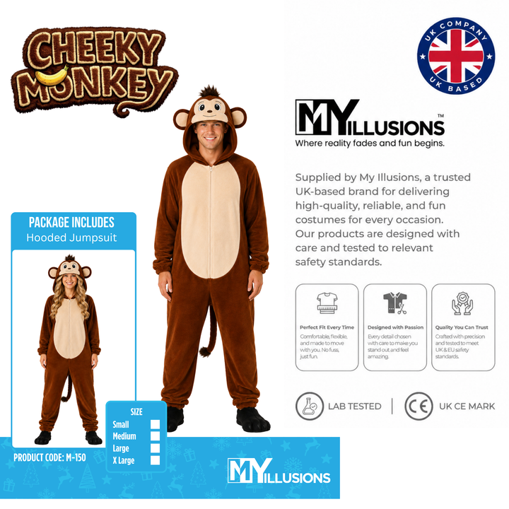 Adults Monkey Funny Halloween Unisex Costume for Men and Women