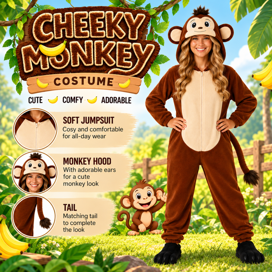Adults Monkey Funny Halloween Unisex Costume for Men and Women