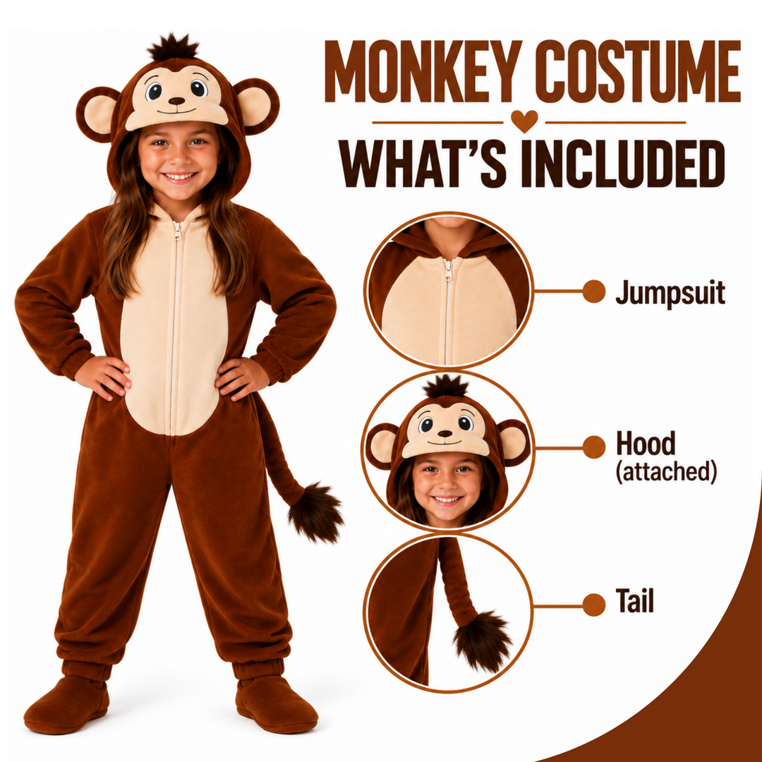 Kids Monkey Boys Girls Animal Fancy Dress Costume