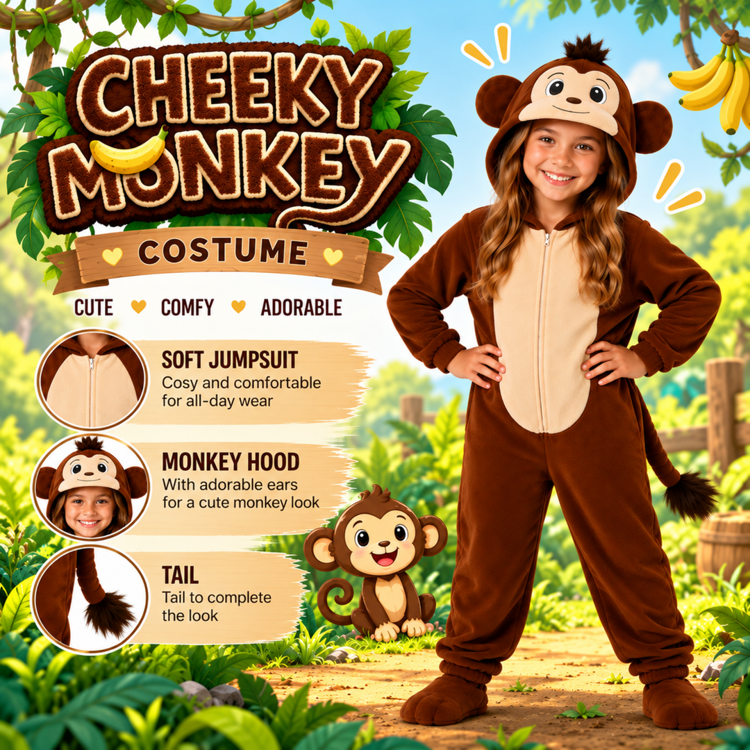 Kids Monkey Boys Girls Animal Fancy Dress Costume