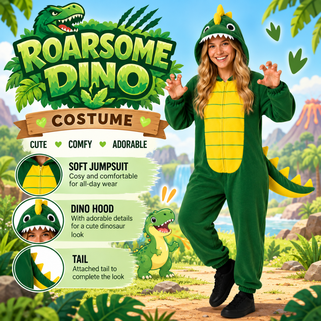 Adults Dinosaur Funny Halloween Unisex Costume for Men and Women