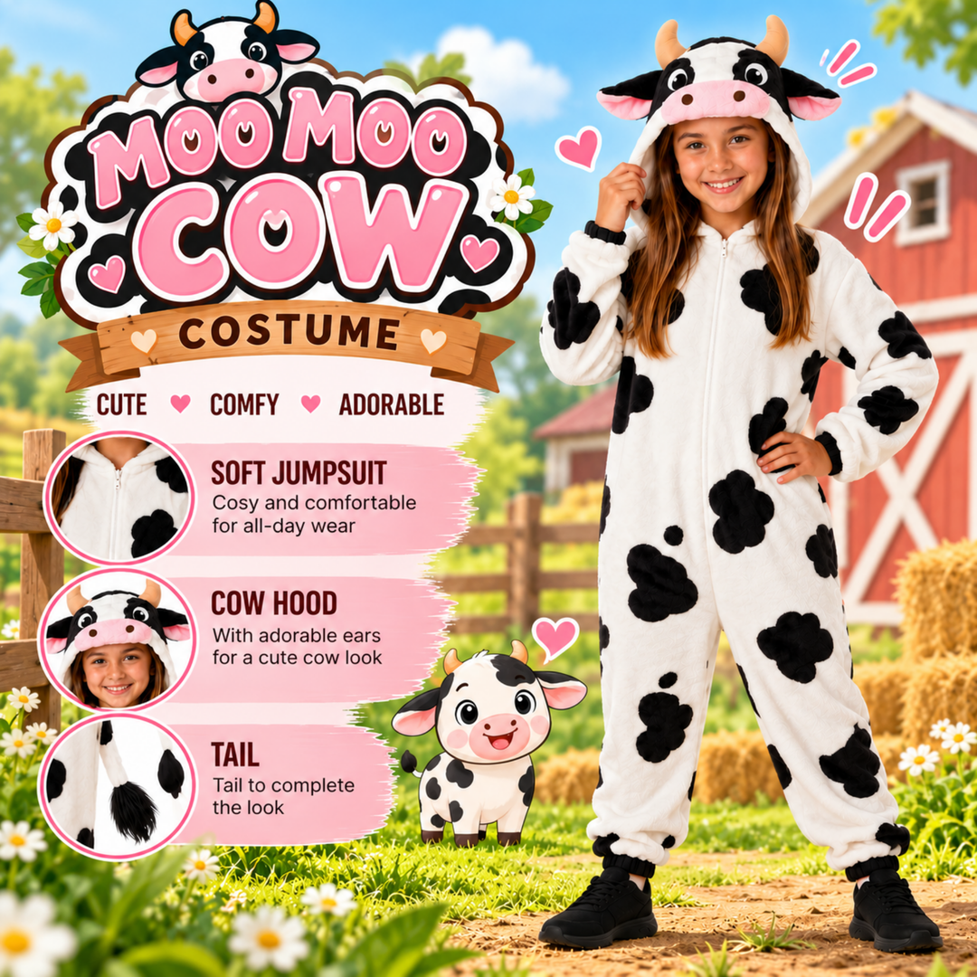Kids Cow Boys Girls Animal Fancy Dress Costume