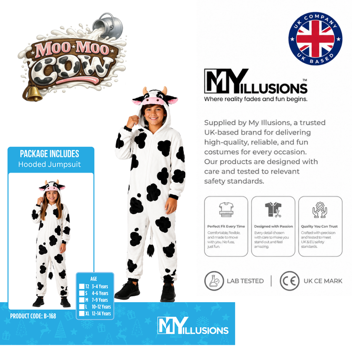 Kids Cow Boys Girls Animal Fancy Dress Costume