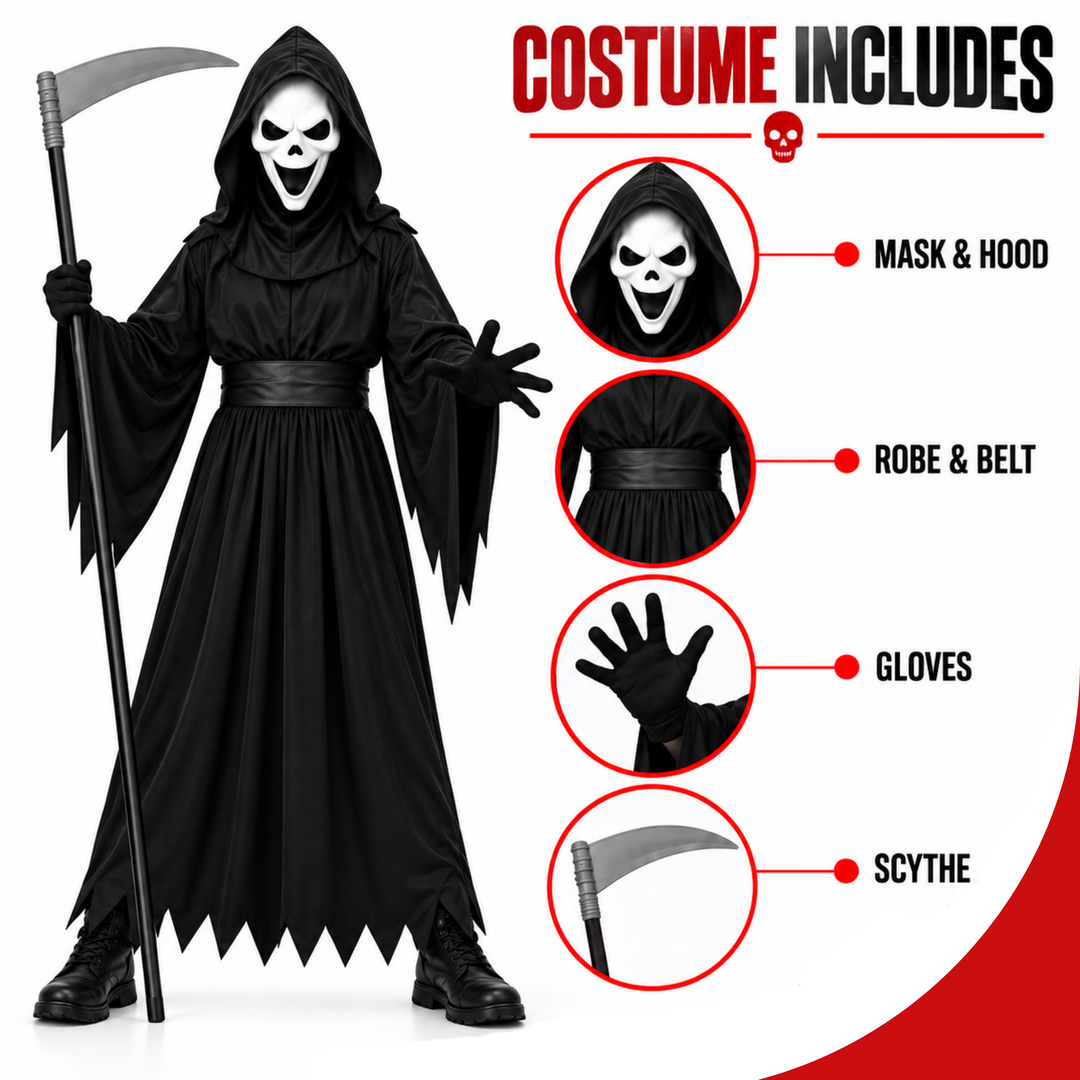 Boys Howling Reaper Halloween Fancy Dress Costume