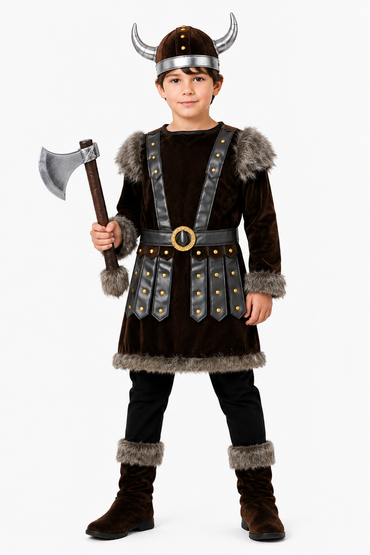 Boys Deluxe Viking Warrior Fancy Dress Costume
