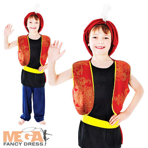 Boys Arabian World Book Day Aladdin Fancy Dress Costume with Hat