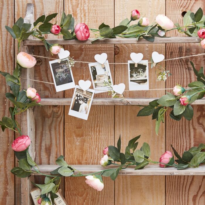 Artificial Pink Rose Garland Romantic Decor