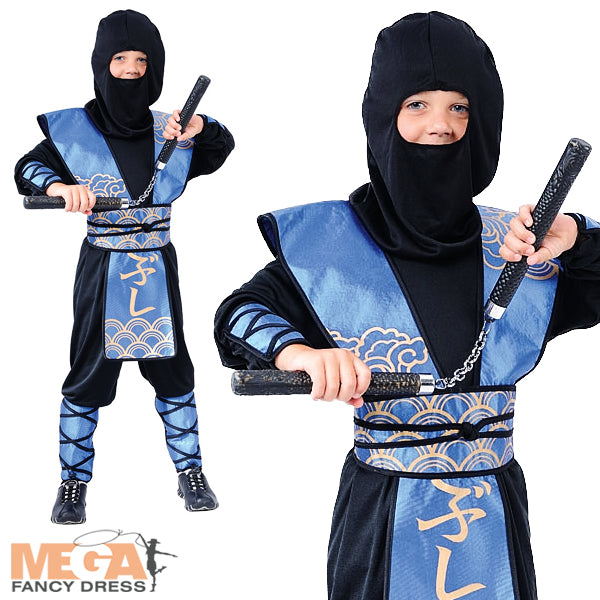 Boys Halloween Japanese Ninja Warlord Samurai Fancy Dress Costume