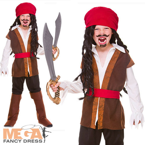 Boys Caribbean Pirate Halloween Book Party Costume