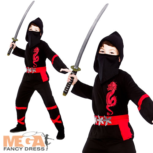Boys Japanese Martial Arts Samurai Ninja Fancy Dress Costume