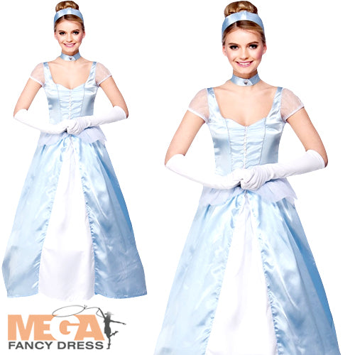 Ladies Sweet Cinders Fairy Tale Princess Book Day Fancy Dress Costume