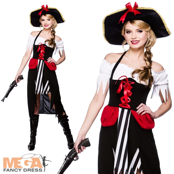 Ladies Pirate Wench + Hat Caribbean Costume Outfit