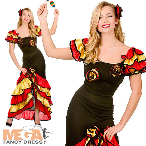 Ladies Spanish Rumba Dancer Salsa Flamenco Costume